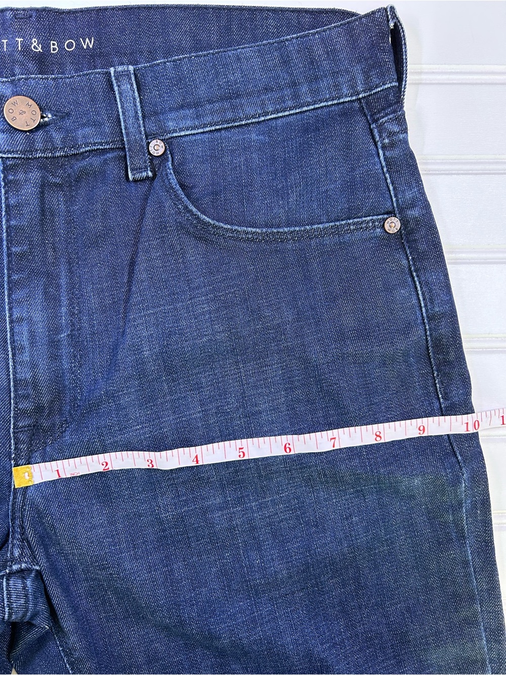 Mott & Bow Mosco Jeans Mens 31x32 Dark Wash Indigo Denim Straight Slim Stretch - Picture 9 of 15
